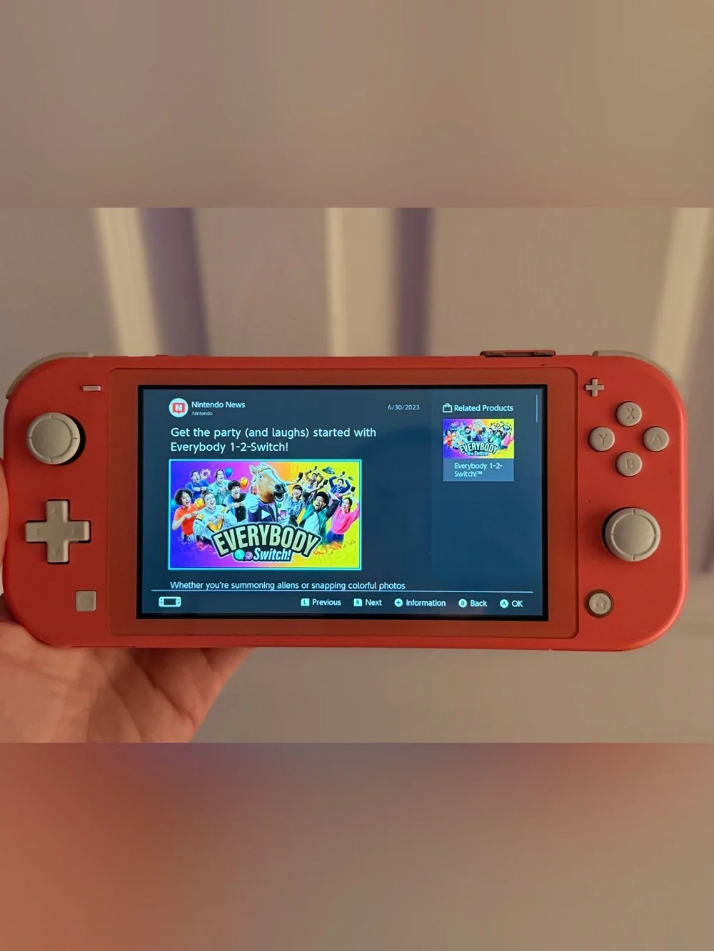 Nintendo Switch Lite Coral Handheld System 32GB Wi-Fi 720p USB-C Region Free